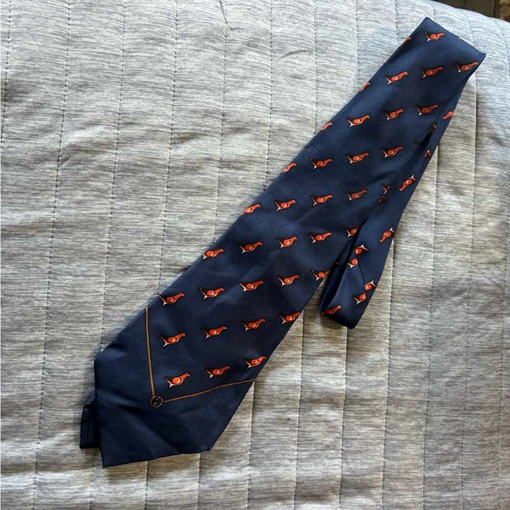 Vintage Gucci Birds Silk Tie